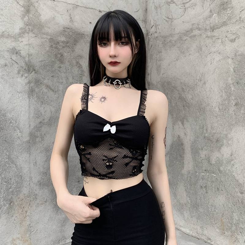 Sexy Skull Tank Top - Kawaii Stop - Adorable, Black, Bodycon, Broadcloth, Camis, Camis &amp; Tops, Clubwear, Crop Top, Cute, Embroidery, Fashion, Goth, Gothic, Graphic, Harajuku, Japanese, Kawaii, Korean, Lace, Mesh, Patchwork, Print, Sexy, Skull, Sleeveless, Spandex, Street Fashion, Streetwear, Tank Tops, Top, Tops, Tops &amp; Tees, Transparent, Women, Women's Clothing &amp; Accessories