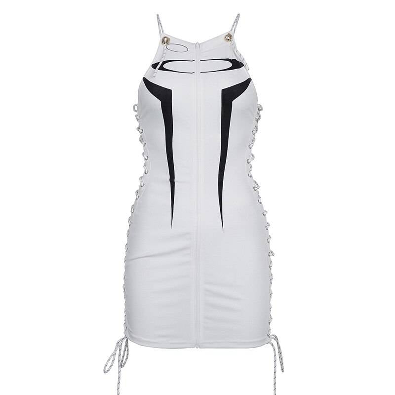 Sexy Techwear Mini Dresses - Kawaii Stop - All Dresses, Bandage, Cyber, Dark, Dresses, Dresses7114, Goth, Gothic, Hollow Out, Mini Dresses, Party, Patchwork, Punk, Sexy, Side, streetwea, Techwear, Women's Clothing &amp; Accessories, women's dress, Zip-Up