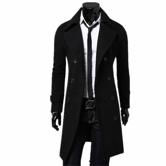 Slim Fit Overcoat - Kawaii Stop - Classic, Coat, Men's Clothing &amp; Accessories, Men's Jackets, Men's Jackets &amp; Coats, Slim, Trench, Trench Coat, Warm