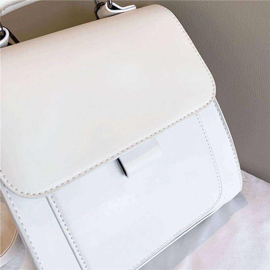 Small Leather Backpack - Kawaii Stop - Backpacks, Black, Cover, Cute, Embossing, Fashion, Harajuku, Japanese, Kawaii, Korean, Pink, Silt Pocket, Solid, Synthetic Leather, White, Women Bags &amp; Wallets