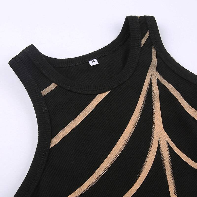 Spider Web Tank Top - Kawaii Stop - Aesthetic, Alt, Black, Clothes, Crop Top, Crop Tops, Dark, Emo, Goth, Gothic, Grunge, Mall, Print, Punk, Sexy, Slim, Spider Web, Streetwear, T-Shirts, Tank, Tops, Tops &amp; Tees, Women, Women's Clothing &amp; Accessories