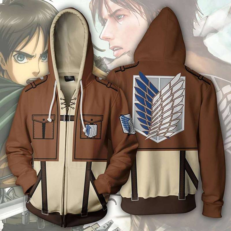 Unisex Attack On Titan Zipper Jacket - Kawaii Stop - Anime, Clothing