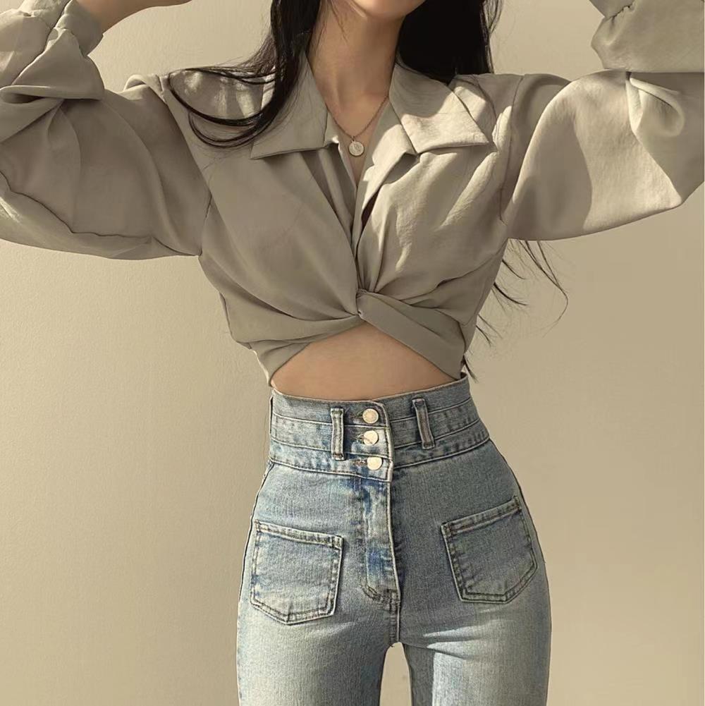 Korean Style Vintage Tunic - Kawaii Stop - Black, Blouse, Blouses &amp; Shirts, chic, Crop Top, Female, Harajuku, Korean, Long Sleeve, Sexy, Shirt, Streetwear, Style, Tops &amp; Tees, Trends, Tunic, Vintage, White, Women, Women's Clothing &amp; Accessories