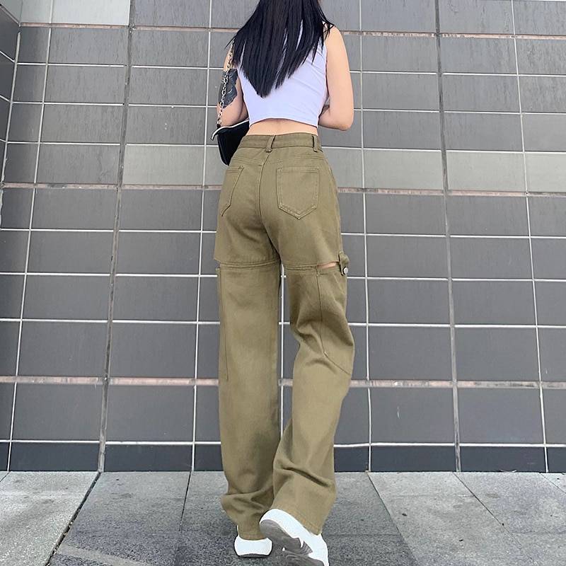 Street Fashion Casual High Waist Jeans - Kawaii Stop - Adorable, Bottoms, Casual, Cotton, Cute, Fashion, Harajuku, High Waist, Japanese, Jeans, Kawaii, Korean, Polyester, Street Fashion, Women's Clothing &amp; Accessories