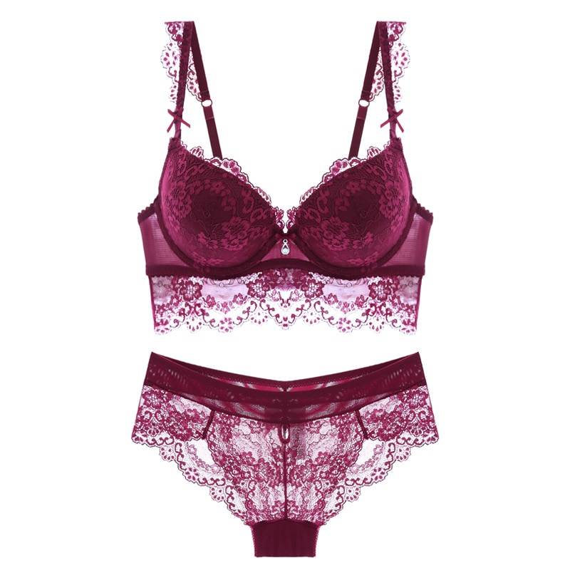 Lace Lingerie Set - Kawaii Stop - Acrylic, Back Closure, Bra, Bras, Convertible Straps, Cute, Floral, Intimates, Lace, Lingerie, Nylon, Panties, Panty, Polyester, Sensuous, Set, Sets, Sexy, Sexy Lingerie, Sexy Products, Underwear, Underwire, Women's, Women's Clothing &amp; Accessories