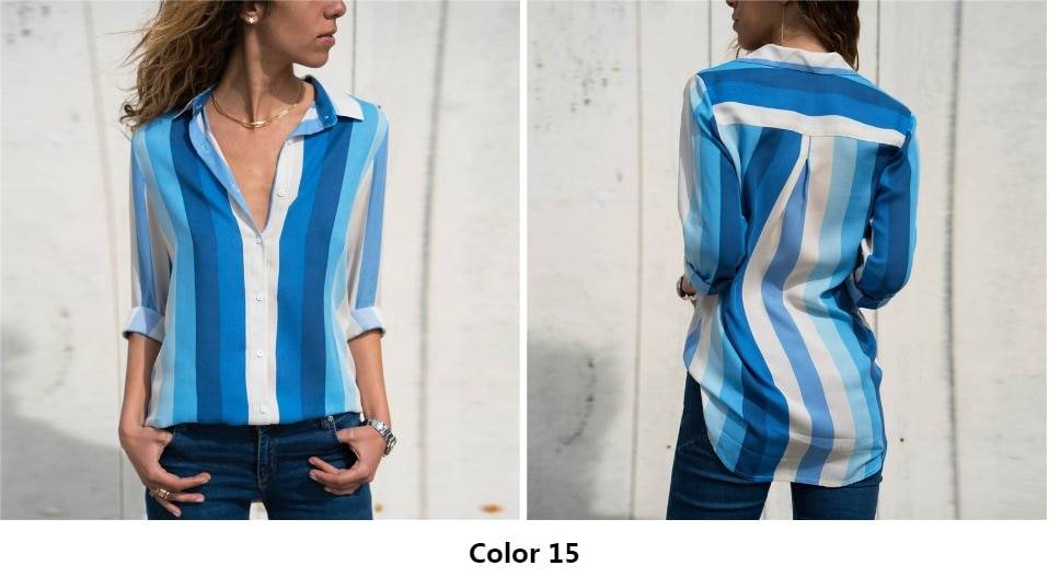 Patchwork Chiffon Blouse - Kawaii Stop - Blouse, Blouses &amp; Shirts, Casual, Chiffon, Colorful, Cute, Korean, Office, Tops &amp; Tees, Women's, Women's Clothing &amp; Accessories