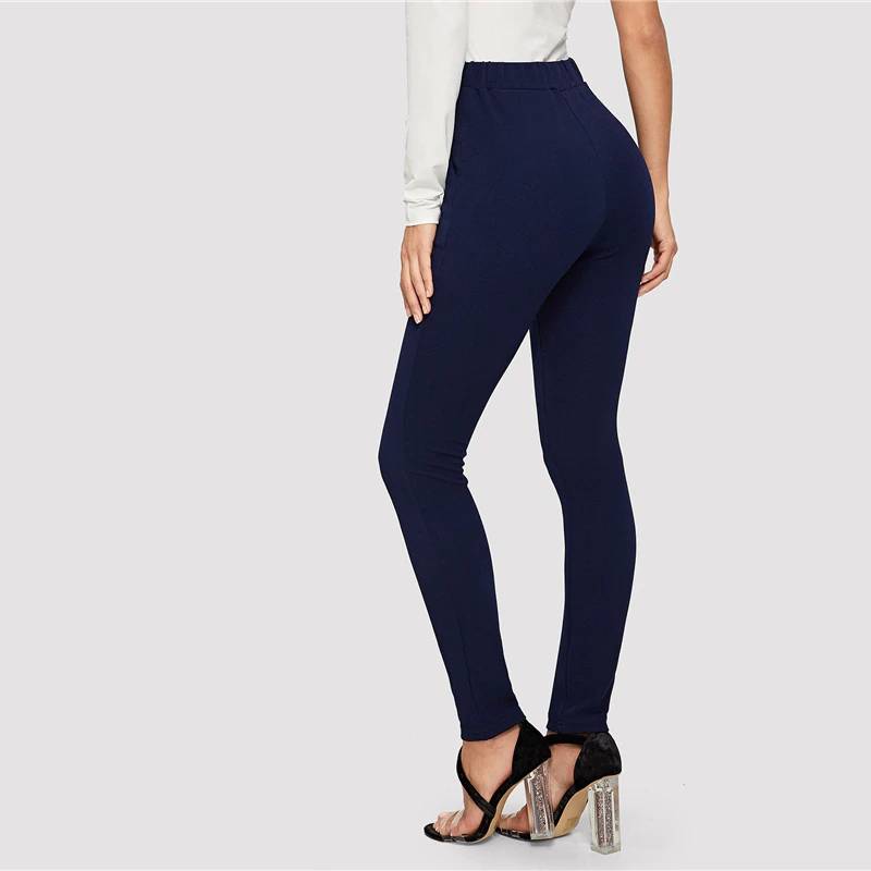 Women's Casual Elastic Waist Skinny Pants - Kawaii Stop - Bottoms, Chic and Confident, Comfortable Style, Elastic Waistband, Full Length, Office Fashion, Office Lady Look, Pants &amp; Capris, Polished Appearance, Polyester and Spandex Blend, Professional Attire, Women's Casual Elastic Waist Skinny Pants, Women's Clothing &amp; Accessories, Workplace Fashion