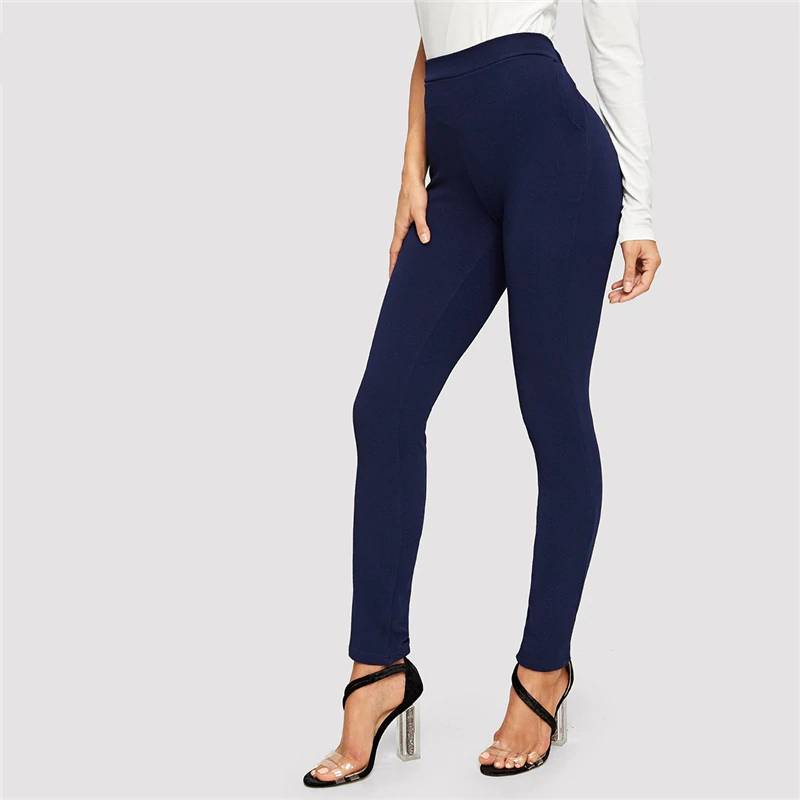 Women's Casual Elastic Waist Skinny Pants - Kawaii Stop - Bottoms, Chic and Confident, Comfortable Style, Elastic Waistband, Full Length, Office Fashion, Office Lady Look, Pants &amp; Capris, Polished Appearance, Polyester and Spandex Blend, Professional Attire, Women's Casual Elastic Waist Skinny Pants, Women's Clothing &amp; Accessories, Workplace Fashion