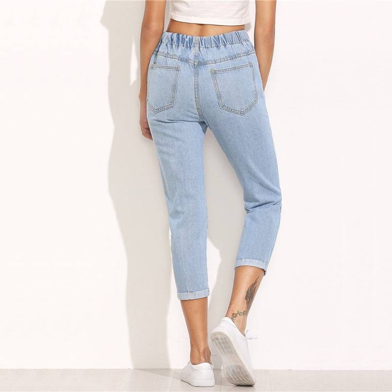 Women's  Casual Ripped Design Blue Jeans - Kawaii Stop - Bottoms, Casual Chic, Chic Fashion, Confidence and Comfort, Denim Fashion, Jeans, Ripped Details, Skinny Fit, Statement Piece, Trendy Style, Wardrobe Essential, Women's Casual Ripped Design Blue Jeans, Women's Clothing &amp; Accessories