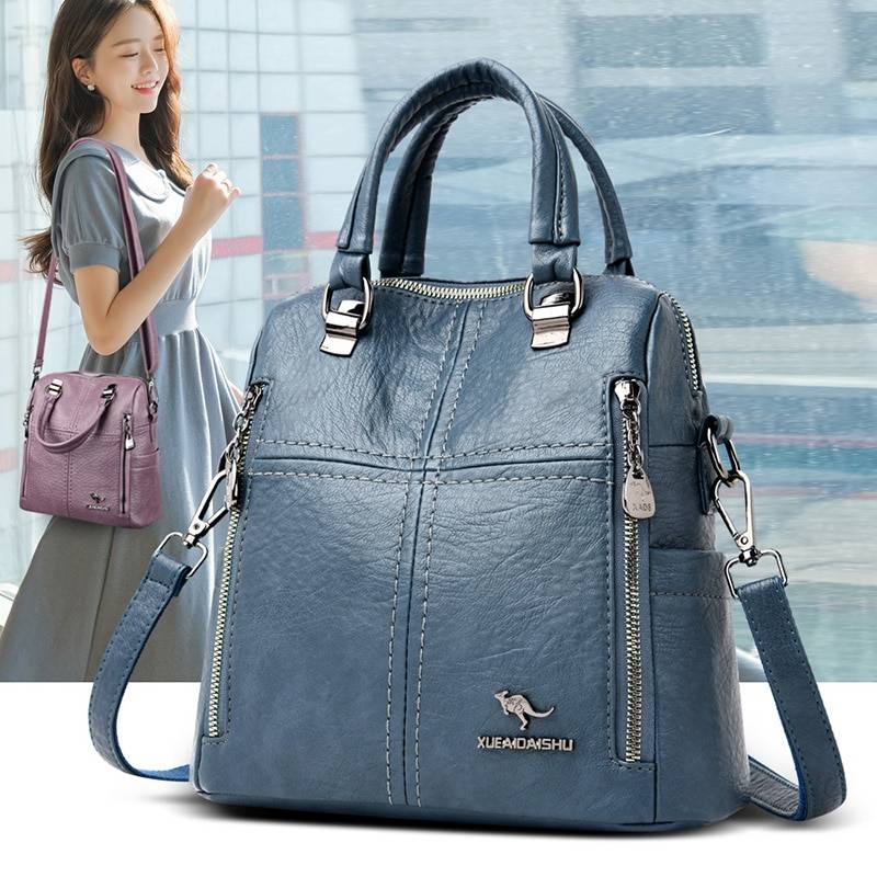 Women’s Leather Shoulder Backpack - Women’s Clothing & Accessories - Backpacks - 2 - 2024