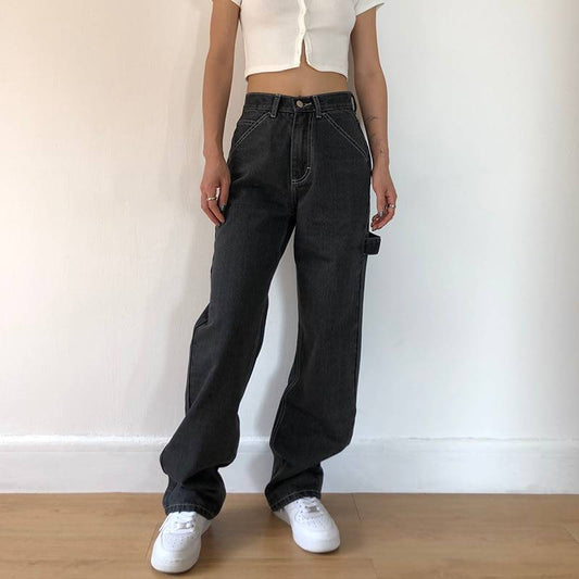Loose High Waist Jeans - Kawaii Stop - Adorable, Autumn, Bottoms, Boyfriend, Casual, Cotton, Cute, Fashion, Harajuku, High Waist, Japanese, Jeans, Kawaii, Korean, Loose, Pants &amp; Capris, Sexy, Solid, Spring, Street Fashion, Streetwear, Summer, Winter, Women's, Women's Clothing &amp; Accessories