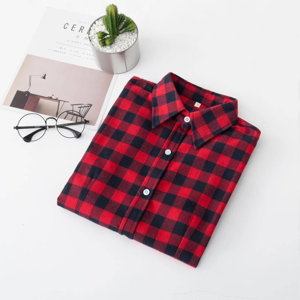 Casual Plaid Button Down - Kawaii Stop - Blouses, Blouses &amp; Shirts, Buttons, Casual, Clothes, Cotton, Excellent, Flannel, Lady, Long Sleeve, Men's Clothing &amp; Accessories, Men's Tops &amp; Tees, Plaid, Plaided, Print, Quality, Red, Shirt, Tops, Tops &amp; Tees, Turn-Down, Women, Women's, Women's Clothing &amp; Accessories