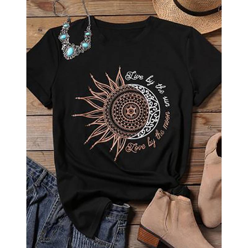 Live by the Sun T - Kawaii Stop - Adorable, Autumn, Black, Casual, Cotton, Cute, Fashion, Harajuku, Japanese, Kawaii, Korean, Loose, O-Neck, Outerwear, Solid, Street Fashion, Streetwear, Summer, T-Shirts, Top, Tops, Tops &amp; Tees, Women's Clothing &amp; Accessories