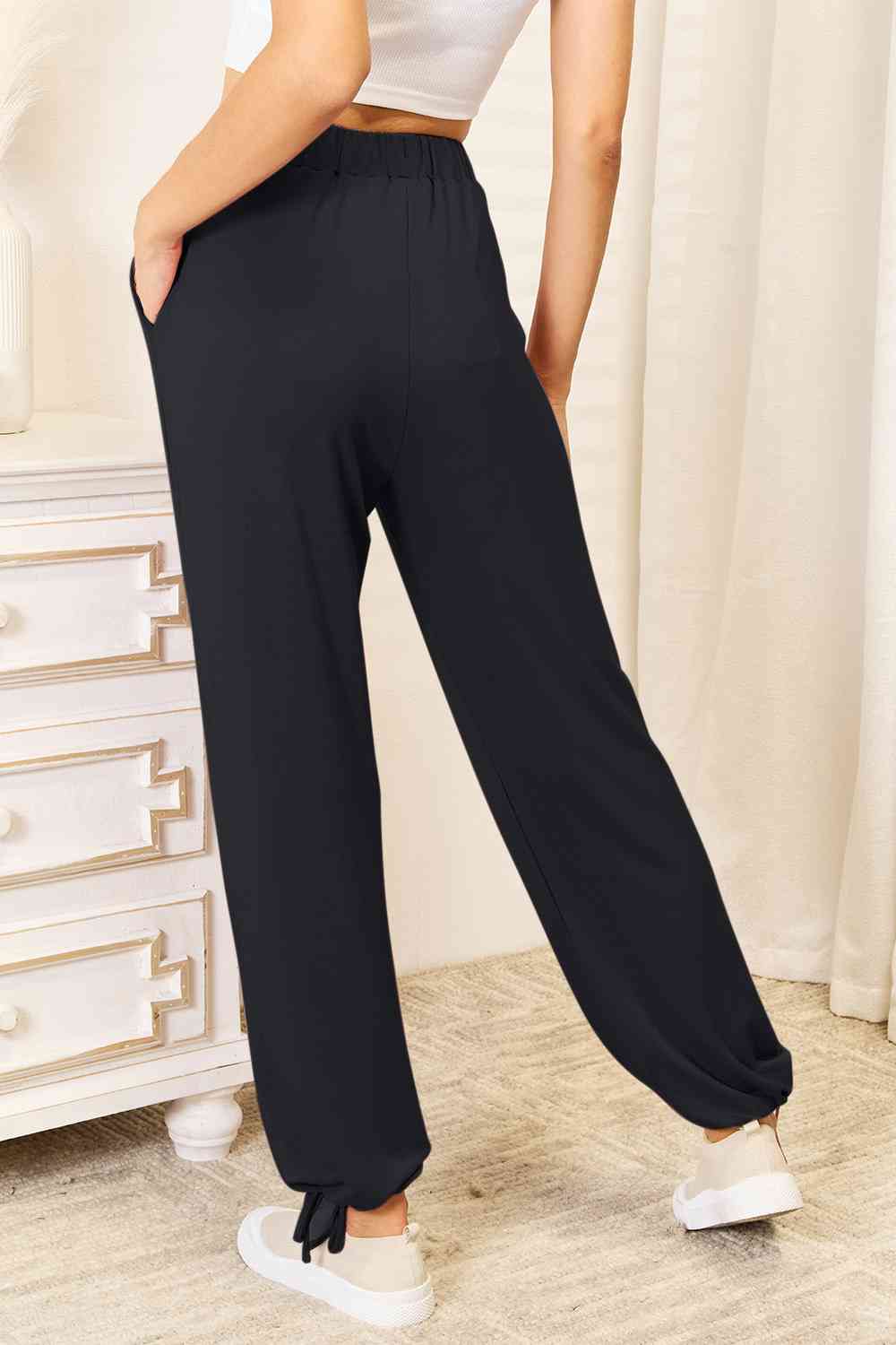 Soft Rayon Drawstring Waist Pants with Pockets - Kawaii Stop - Basic Bae, Casual Chic, Comfortable Style, Custom Fit, Drawstring Waist Pants, Everyday Wear, High-Quality Material, Lounge Pants, Must-Have Pants, Opaque Fabric, Practical Pockets, Ship from USA, Stylish Outfit, Wardrobe Essential