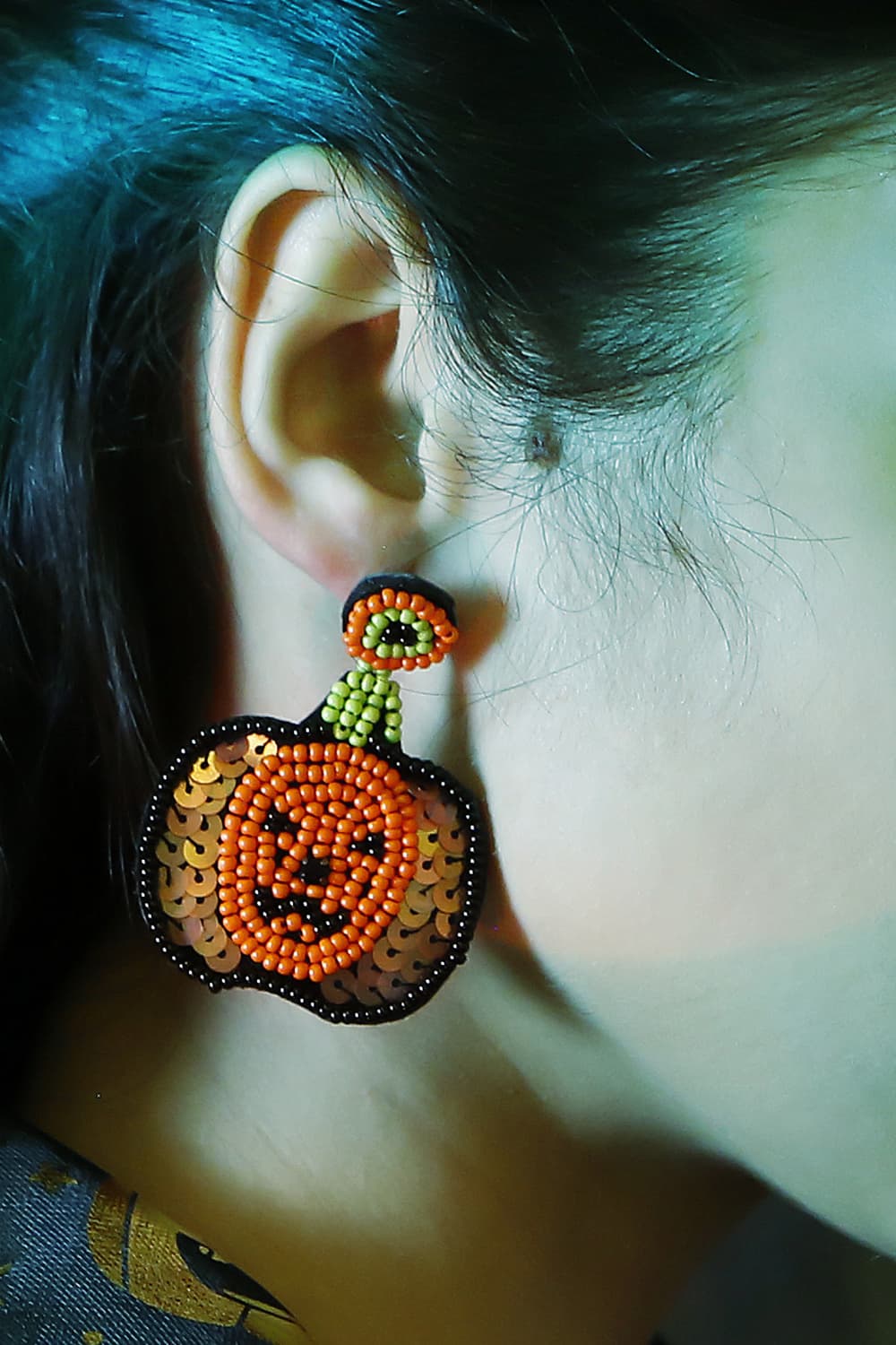 Pumpkin Shape Beaded Dangle Earrings - Women’s Jewelry - Earrings - 3 - 2024
