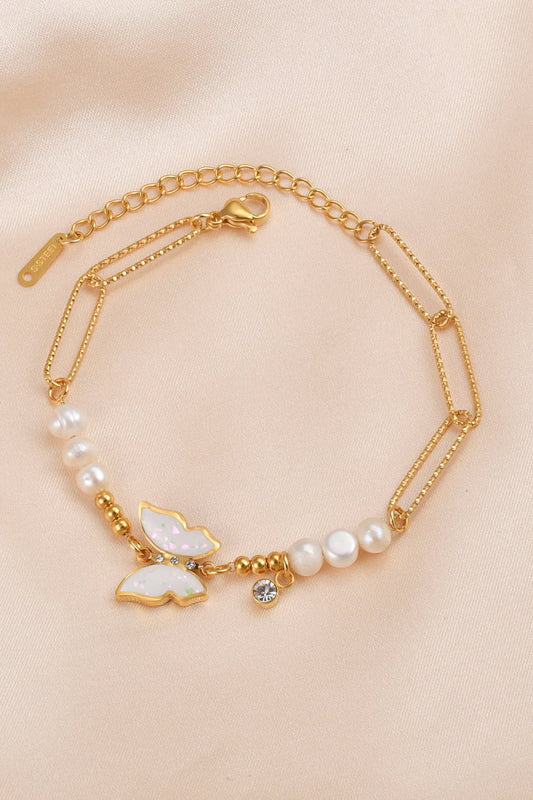 Butterfly Stainless Steel Bracelet - Kawaii Stop - 18K Gold-Plated, Bracelet, Bracelets, Butterfly Design, Elegant, Fashionable Jewelry, Grandfell, Lightweight, Minimalist, Ship From Overseas, Shipping Delay 09/29/2023 - 10/04/2023, Stainless Steel, Stylish Accessory, Timeless Beauty, Versatile Piece