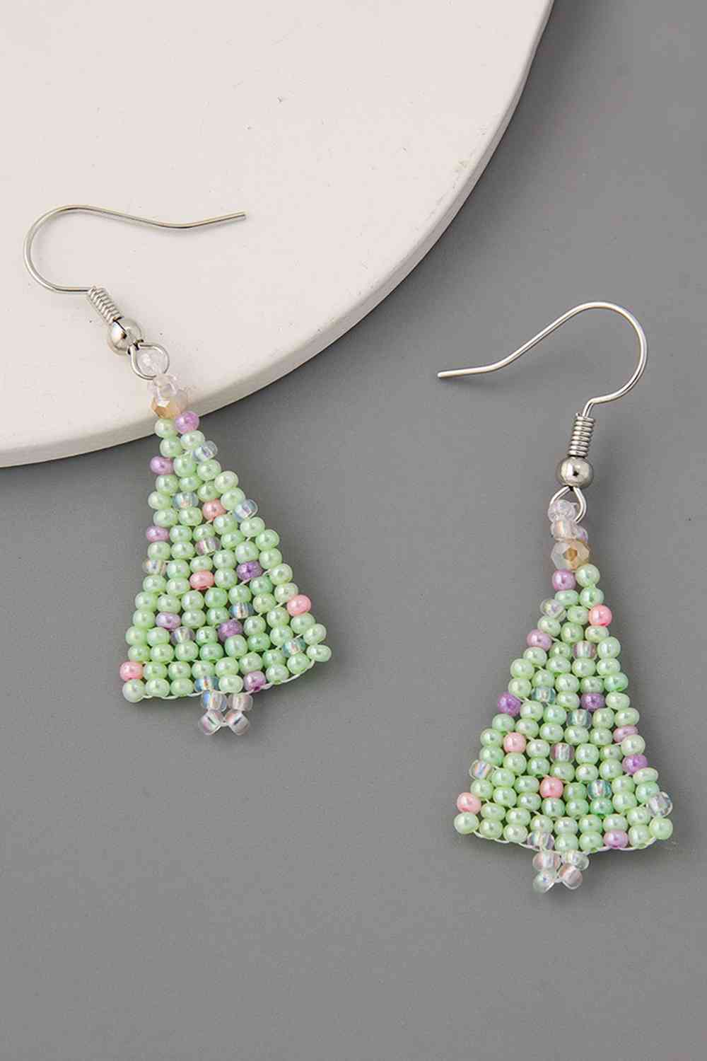 Beaded Christmas Tree Earrings - Kawaii Stop - Beaded accessories, Christmas, Christmas earrings, Christmas fashion, Christmas party, Festive outfit, Gift ideas, Glamorous earrings, Holiday jewelry, Holiday season, Party-ready earrings, Seasonal bling, Ship From Overseas, Sparkling earrings, Statement jewelry, Unique Christmas gifts, Y.Q@Jew