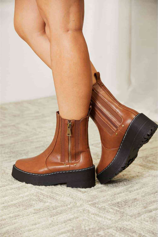 Side Zip Platform Boots