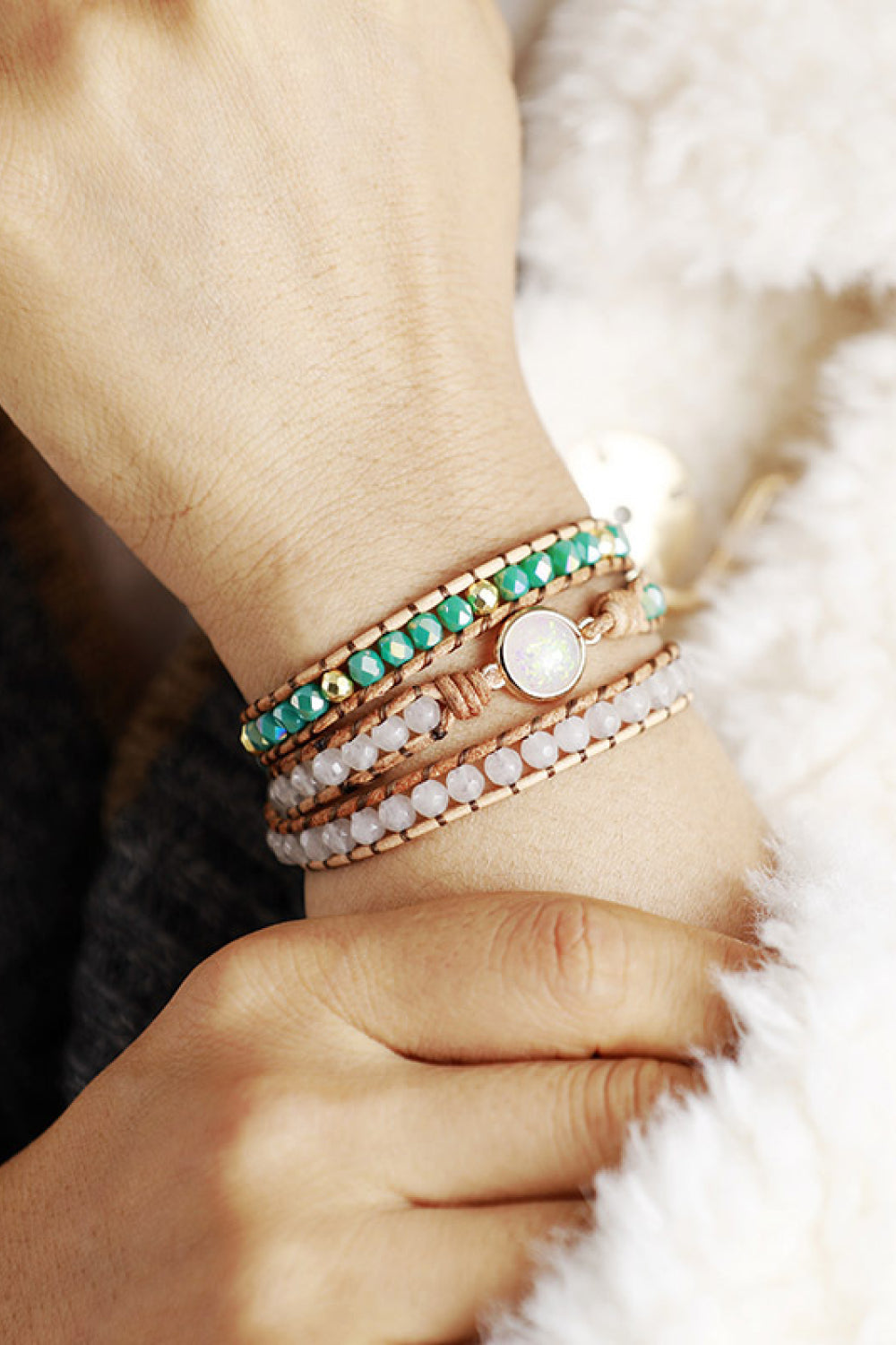 Crystal & Opal Triple-Layered Beaded Bracelet - Multicolor / One Size - Women’s Jewelry - Bracelets - 5 - 2024