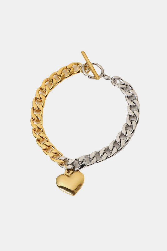 Chain Heart Charm Bracelet - Multicolored / One Size - Women’s Jewelry - Bracelets - 1 - 2024
