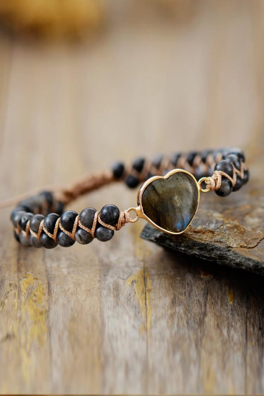 Handmade Heart Shape Natural Stone Bracelet - Black / One Size - Women’s Jewelry - Bracelets - 10 - 2024