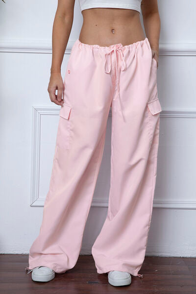 Drawstring Waist Pants with Pockets - Kawaii Stop - Chic and Functional, Comfortable Fashion, Customized Fit, Drawstring Waist Pants, Everyday Comfort, F@L@Y, Fashionable Look, High-Quality Material, Opaque Fabric, Pockets, Ship From Overseas, Versatile Wear, Wardrobe Essential