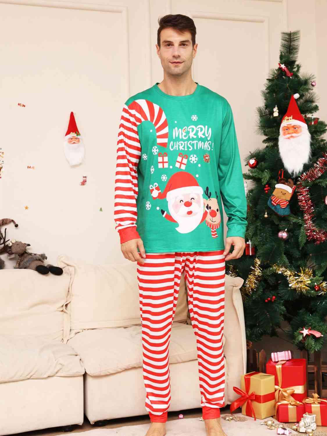 Full Size MERRY CHRISTMAS Top and Pants Set - Kawaii Stop - Cheerful Design, Christmas, Christmas Ensemble, Christmas Spirit, Comfortable Fit, Cozy Celebration, Festive Attire, Holiday Comfort, Holiday Wardrobe, Seasonal Style, Ship From Overseas, Two-Piece Set, Z.Y@