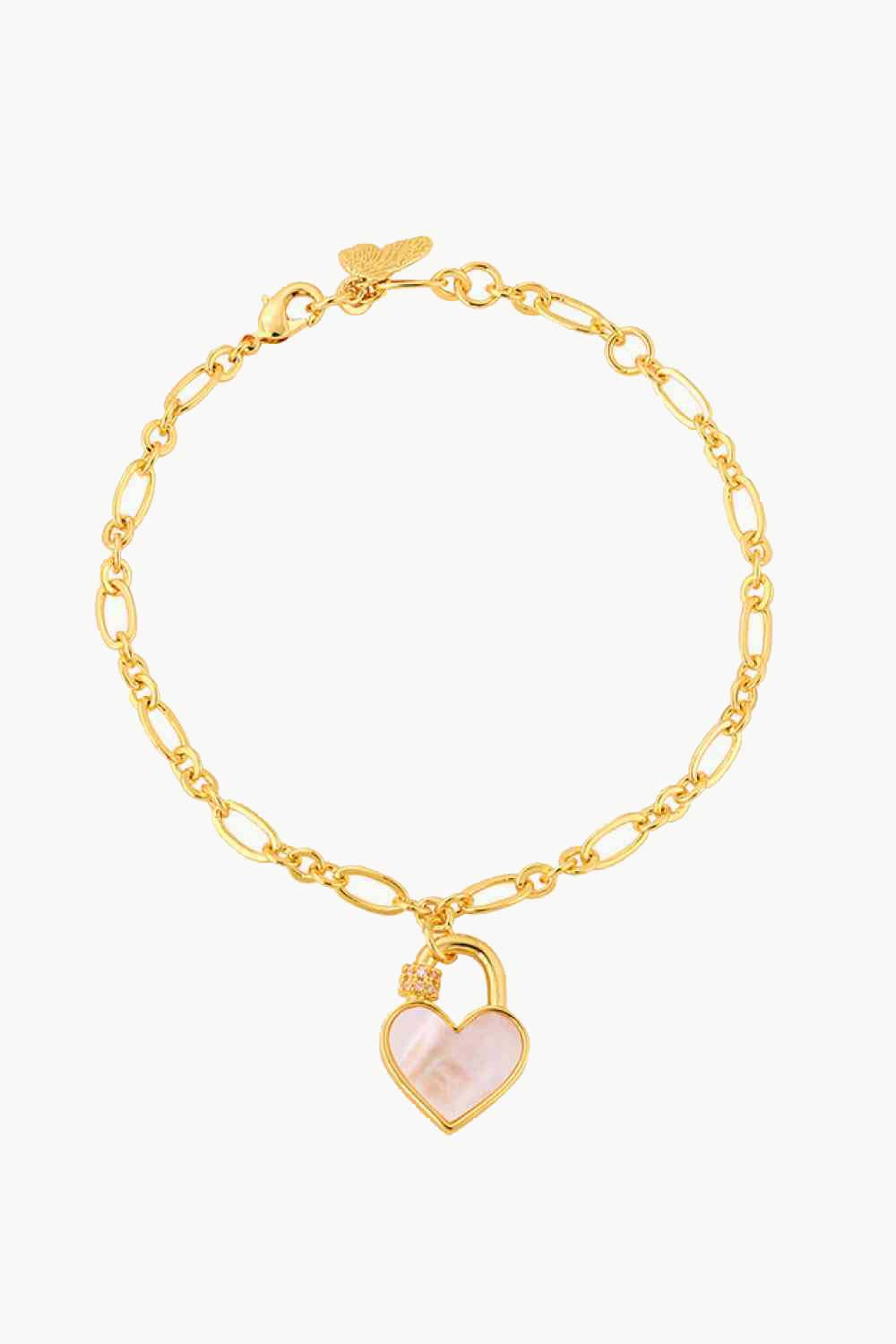 Heart Lock Charm Bracelet - White / One Size - Women’s Jewelry - Bracelets - 1 - 2024