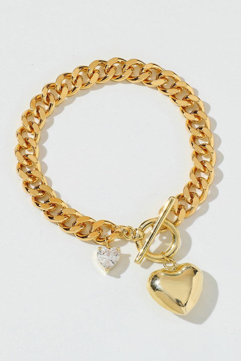 Heart Charm Bracelet - Gold / One Size - Women’s Jewelry - Bracelets - 1 - 2024