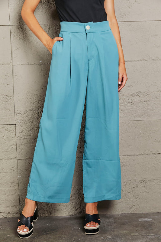 Wide Leg Buttoned Pants - Kawaii Stop - Basic Style, Bottoms, Buttoned Detail, Capris, Casual Comfort, Chic Look, Classic Elegance, Fashion Forward, Must-Have Fashion, Pants, Premium Material, Ship From Overseas, Shipping Delay 09/29/2023 - 10/01/2023, Solid Pattern, Sophisticated Ensemble, Styling Inspiration, Stylish Bottoms, Timeless Appeal, Versatile, Wide Leg Pants, Women's Clothing, Women's Fashion, Z&H
