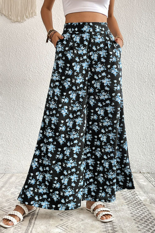 Floral Pocket Culottes - Kawaii Stop - Capris, Casual Comfort, Confidence in Style, Easy Care, Floral Beauty, Floral Culottes, Functional Fashion, Hundredth, Imported Quality, Pants, Pockets for Convenience, Polyester Fabric, Ship From Overseas, Vacation Style, Women's Bottoms, Women's Clothing