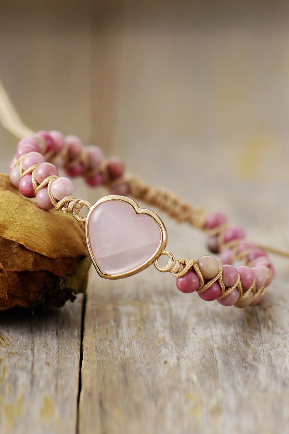 Rose Quartz Heart Beaded Bracelet - Pink / One Size - Women’s Jewelry - Bracelets - 1 - 2024
