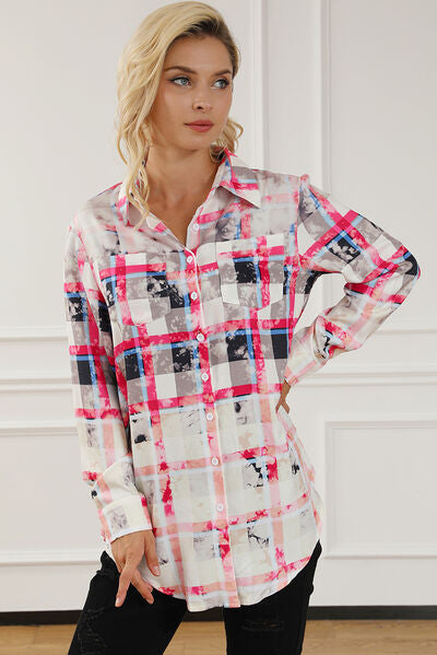 Plaid Button Up Long Sleeve Shirt - Kawaii Stop - Button Up, Casual Outfit, Classic Style, Cozy Comfort, Early Spring Collection, Easy Care, Effortless Style, Fashionable Ensemble, High-Quality Material, Opaque Sheen, Plaid Shirt, Ship From Overseas, Shipping delay February 8 - February 16, Slightly Stretchy, Stylish Cardigan, SYNZ, Timeless Charm, Versatile Clothing, Women's Apparel