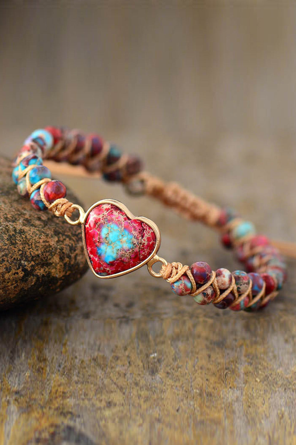 Handmade Heart Shape Natural Stone Bracelet - Women’s Jewelry - Bracelets - 2 - 2024