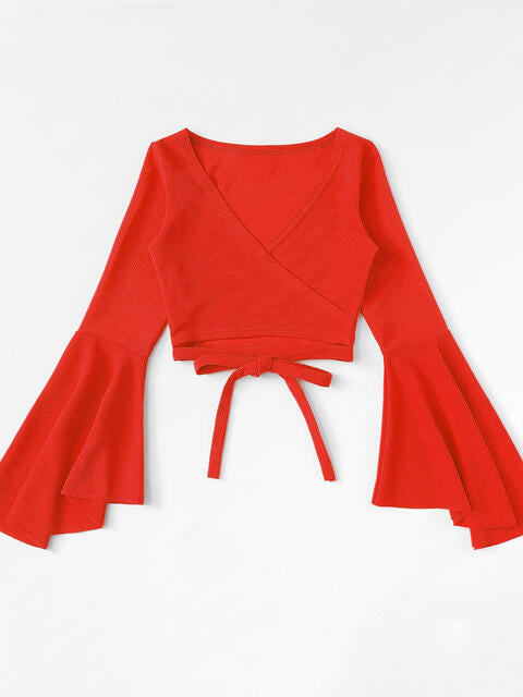 Tied Flare Sleeve Top - Kawaii Stop - Blouses, Ship From Overseas, Z@Q