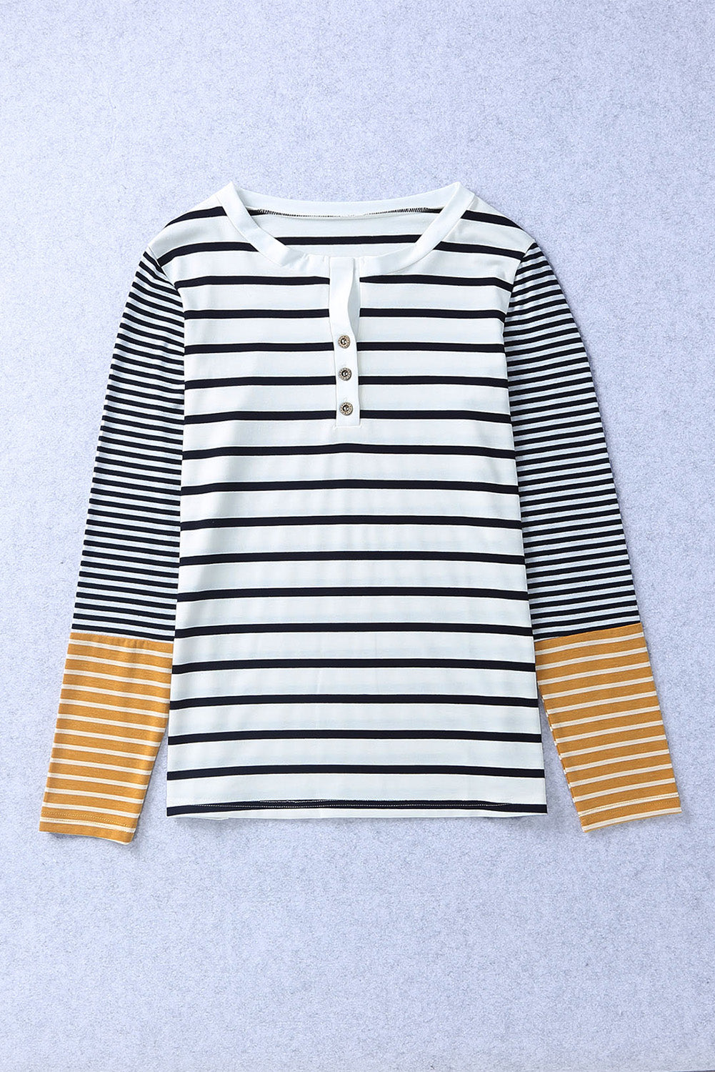 Striped Buttoned Long Sleeve Top - Kawaii Stop - Kawaii Shop