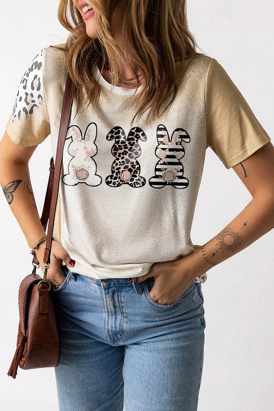 Easter Leopard Rabbit Graphic T-Shirt - Kawaii Stop - Be You Be Beautiful, Casual Style, Comfortable Wear, Easter Fashion, Effortless Elegance, Everyday Chic, Graphic Tee, Leopard Print, Rabbit Graphics, Ship From Overseas, Spring Wardrobe, Studio Photoshoot, SYNZ, T-Shirt, T-Shirts, Tee, Women's Clothing, Women's Top