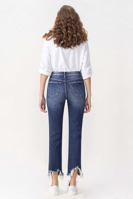 Full Size High Rise Crop Straight Leg Jeans - Kawaii Stop - Black Friday, Chic Outfit, Comfortable Fit, Cropped Length, Distressed Look, High Rise, Jeans, Jeans for Women, Moderate Stretch, Ship from USA, Straight Leg Jeans, Stylish Wardrobe, Trendy Fashion, Versatile Denim, Vervet, Vintage Vibes, Women's Fashion