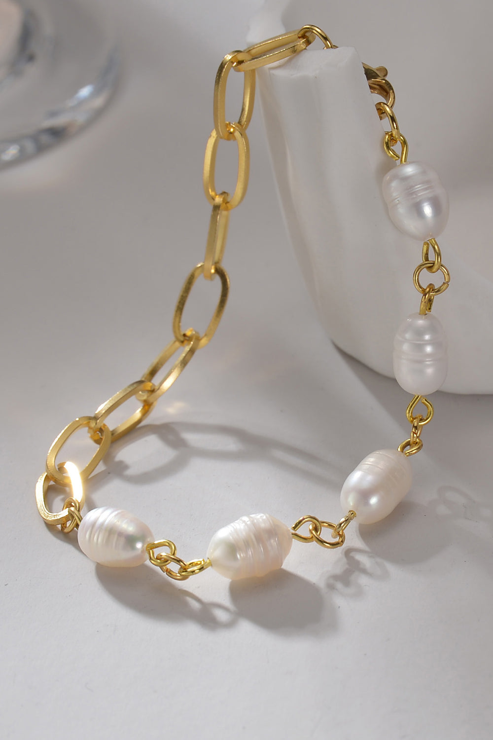 Half Pearl Half Chain Stainless Steel Bracelet - Gold / One Size - T-Shirts - Bracelets - 4 - 2024
