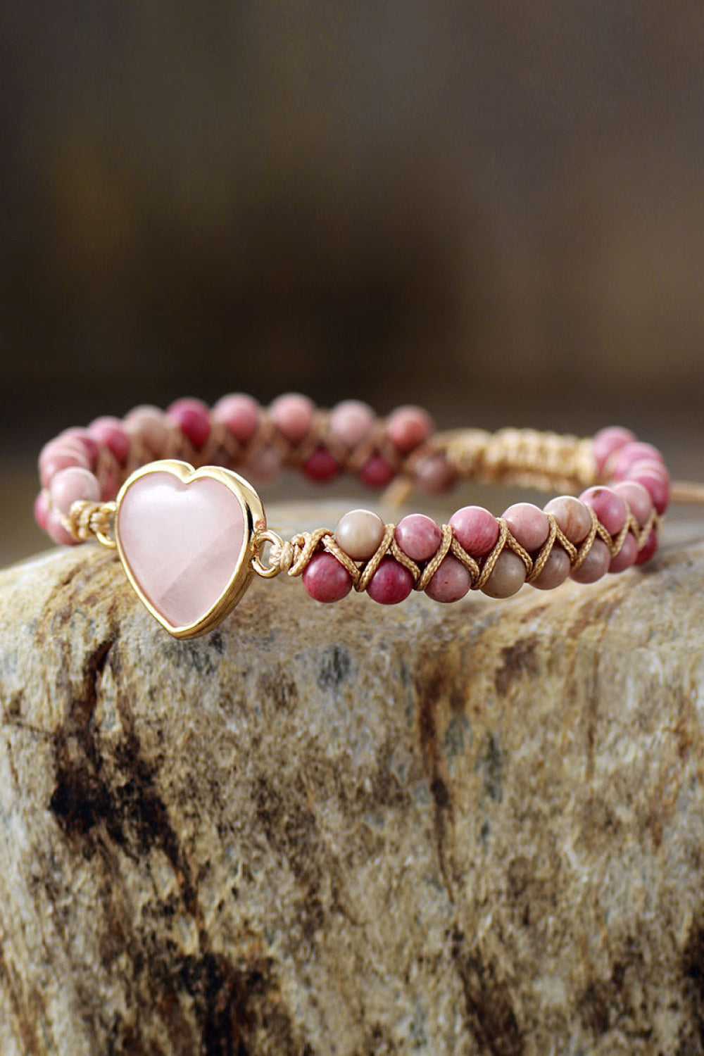Rose Quartz Heart Beaded Bracelet - Pink / One Size - Women’s Jewelry - Bracelets - 3 - 2024