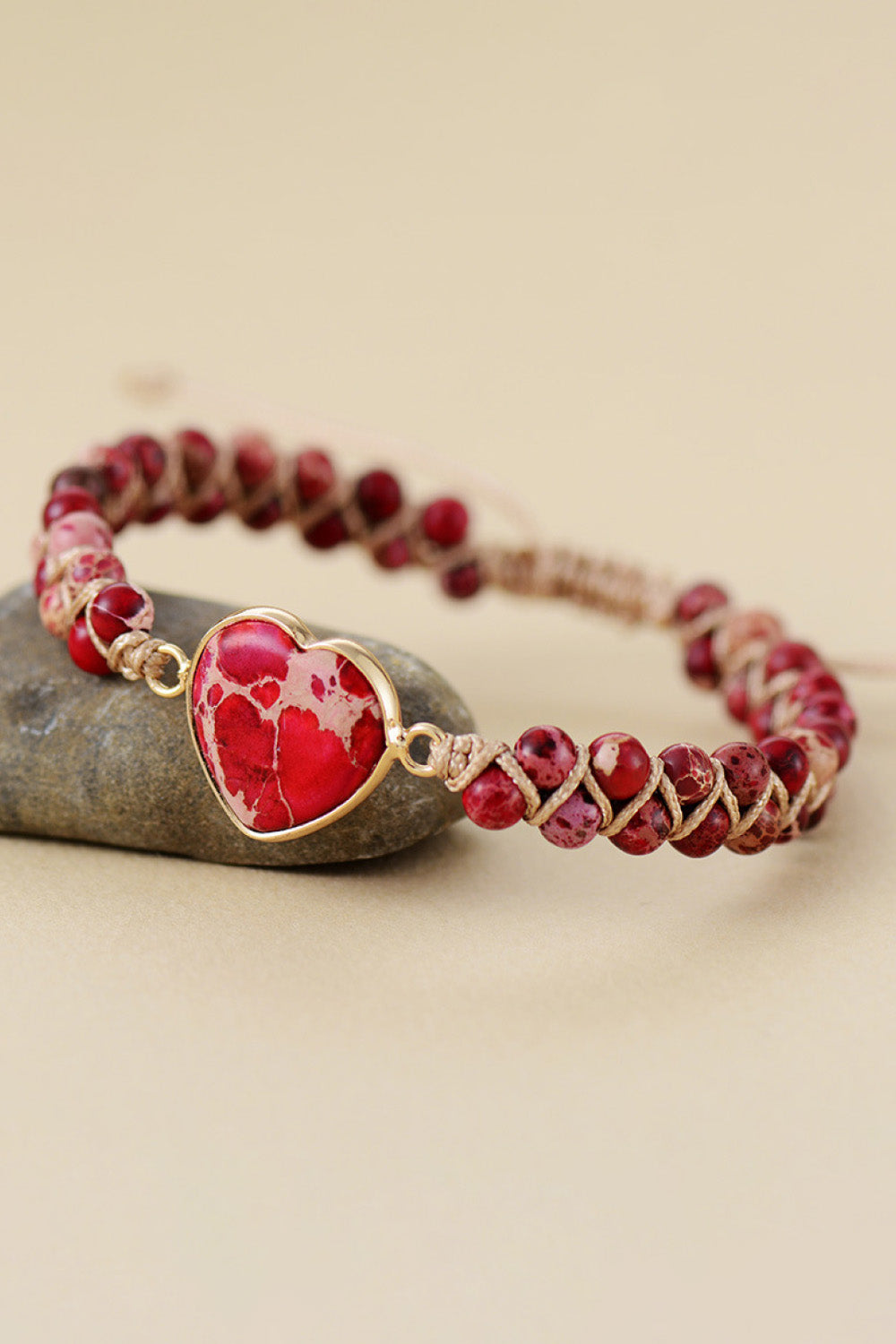 Handmade Heart Shape Natural Stone Bracelet - Red / One Size - Women’s Jewelry - Bracelets - 3 - 2024