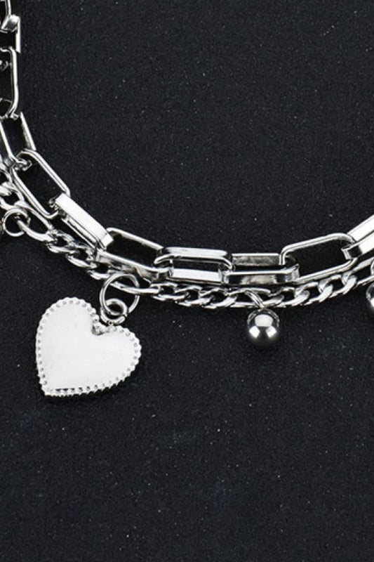 Heart Charm Stainless Steel Bracelet - Kawaii Stop - 18K Gold-Plated, Bracelet, Bracelet for Women, Bracelets, Chic Accessories, Contemporary Fashion, Durable Jewelry, Elegant Bracelet, Fashion Accessory, Fashion Forward, Grandfell, Heart Charm Bracelet, Modern Style, Platinum-Plated, Ship From Overseas, Shipping Delay 09/29/2023 - 10/04/2023, Stainless Steel Jewelry, Stylish Accessories, Stylish Jewelry, Trendy Bracelet, Unique Gift Idea