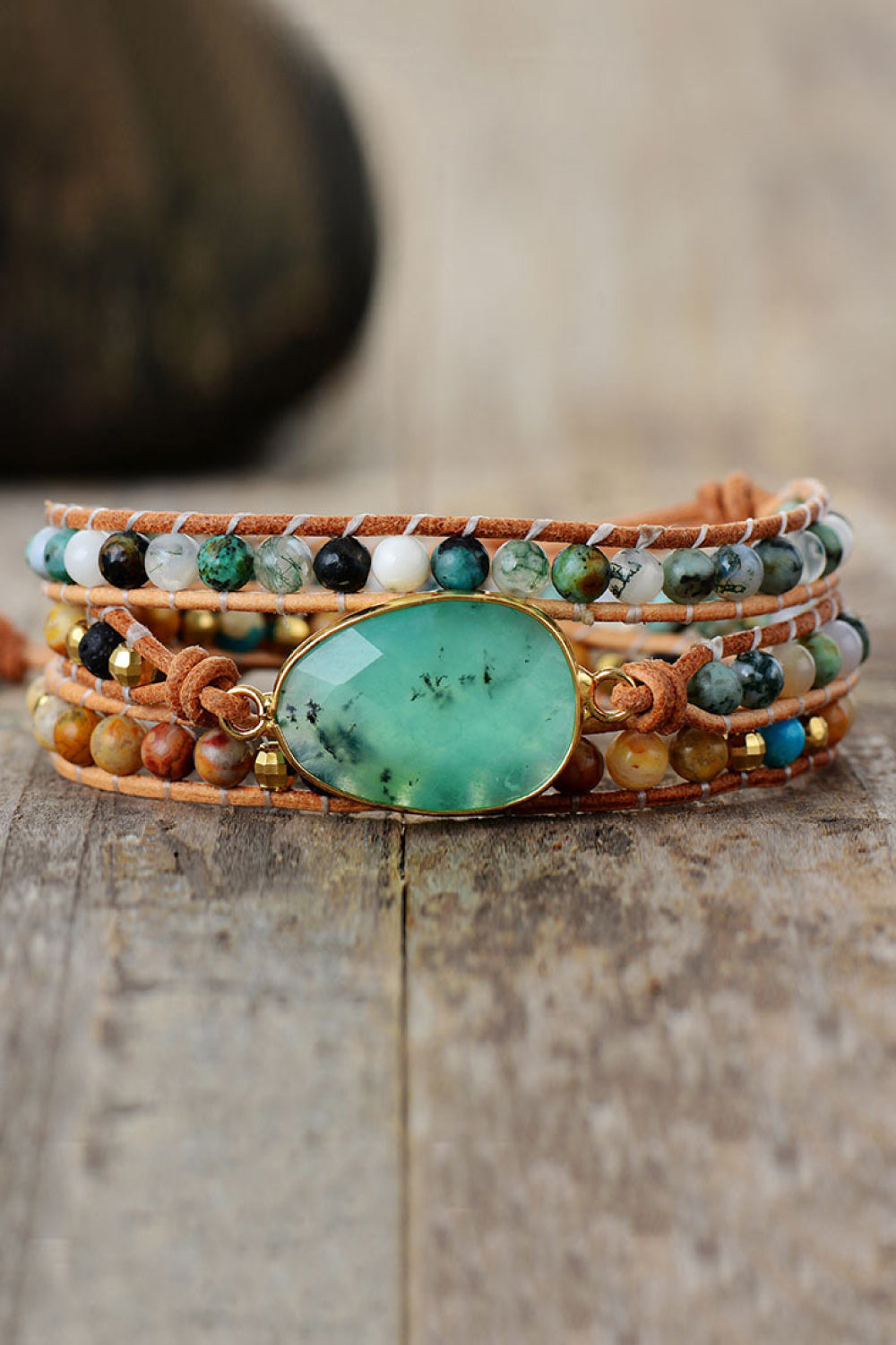 Natural Stone & Agate Layered Bracelet - Green / One Size - Women’s Jewelry - Bracelets - 1 - 2024