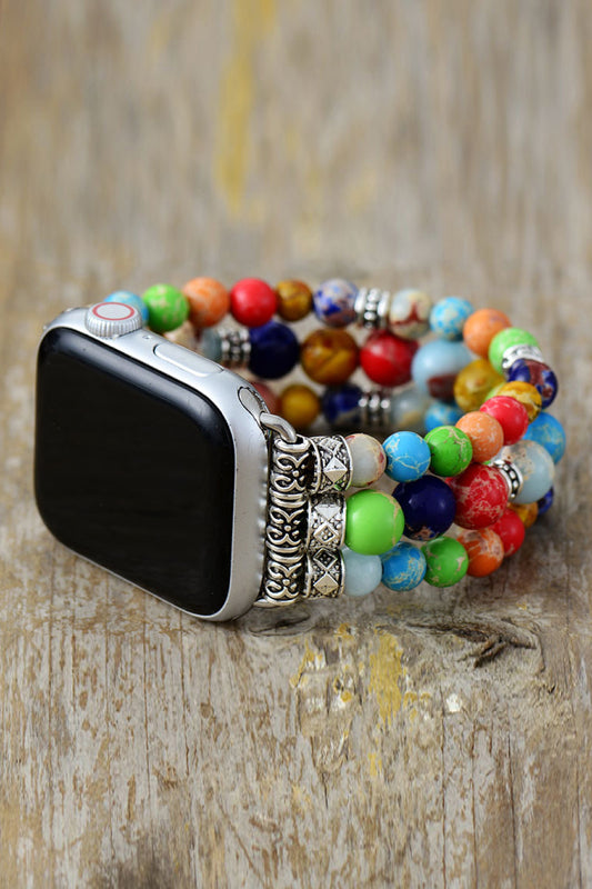 Synthetic Imperial Jasper Beaded Watchband Bracelet - Multicolor / S - Women’s Jewelry - Watch Bands - 1 - 2024