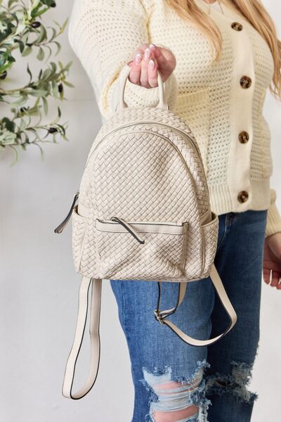 PU Leather Woven Backpack - Kawaii Stop - Backpack, Craftsmanship, Fashion, Imported, Medium Size, PU Leather, Ship from USA, SHOMICO, Sophisticated, Style, Unique, Woven Design