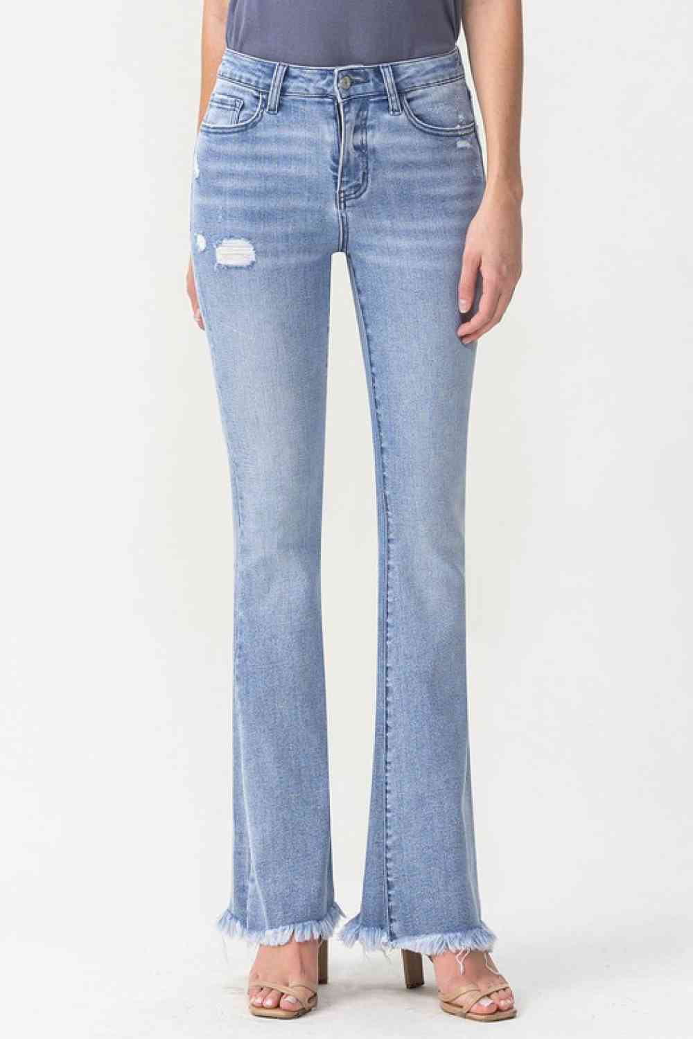 Full Size Evie High Rise Fray Flare Jeans - Kawaii Stop - Casual Style, Comfortable Fit, Distressed Details, Fashion Forward, Full Size Range, Must-Have Jeans, Off-Season Mega Sale, Ship from USA, Trendy Fashion, Vervet, Weekend Chic, Women's Wardrobe