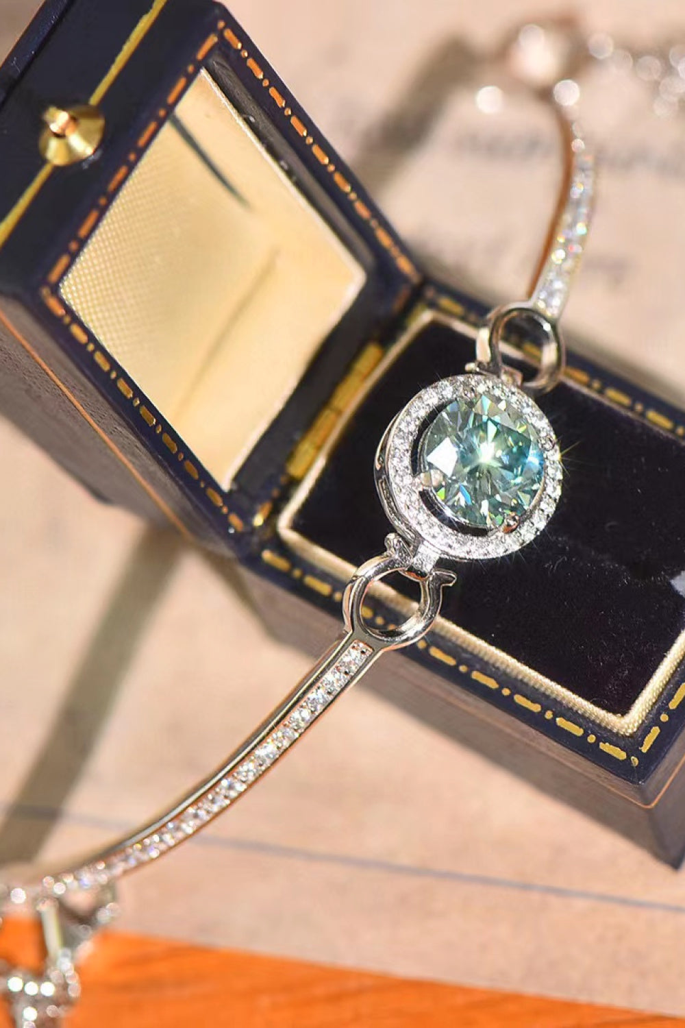 2 Carat Moissanite Platinum-Plated Bracelet - Green / One Size - Women’s Jewelry - Bracelets - 1 - 2024