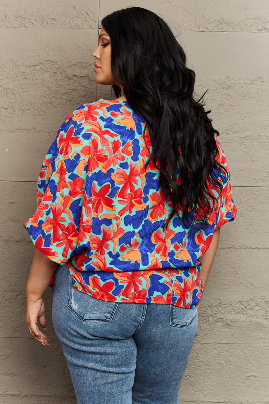 New Season Plus Size Floral Blouse - Kawaii Stop - Captivating Pattern, Comfortable, Confidence, Fashion, Floral Blouse, Hailey & Co, Made in USA, Plus Size, Premium Fabric, Puff Sleeves, Round Neck, Ship from USA, Style., Versatile, Vibrant, Women's Clothing, Women's Fashion