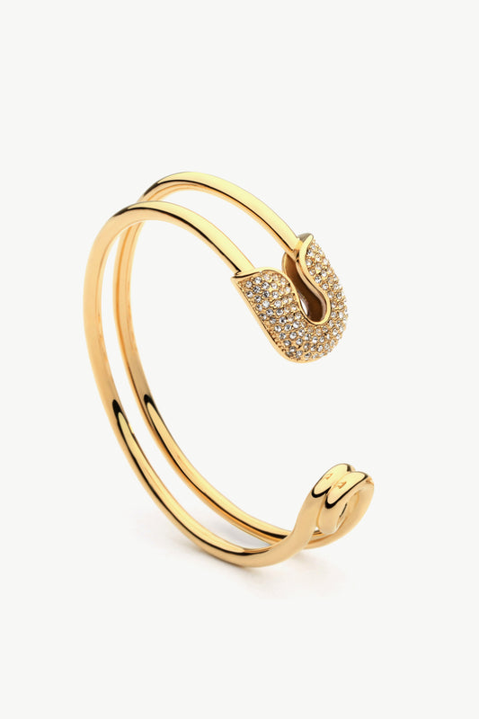 Rhinestone Double Hoop Bracelet - Gold / One Size - Women’s Jewelry - Bracelets - 1 - 2024