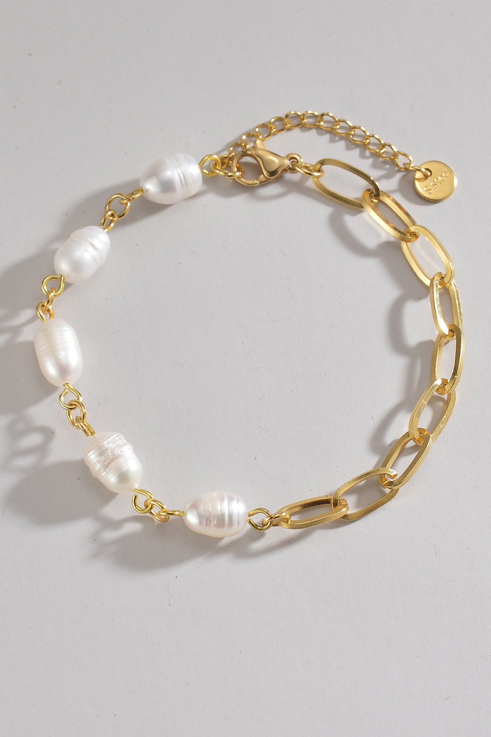 Half Pearl Half Chain Stainless Steel Bracelet - Gold / One Size - T-Shirts - Bracelets - 3 - 2024